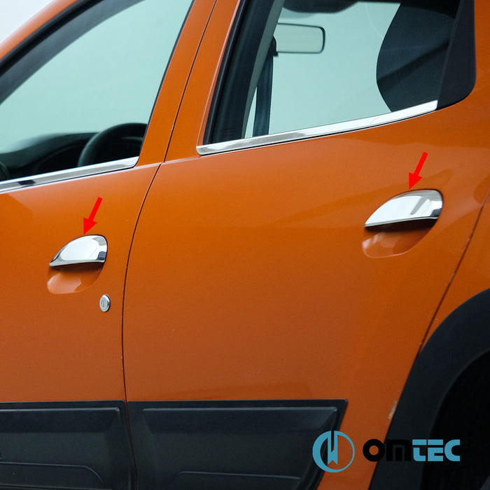 Poignée de porte - Caches chromés en inox (Brillant) 4 Portes 4 Pcs. - Dacia Sandero - HB 5D B52 - (2012 - 2020)