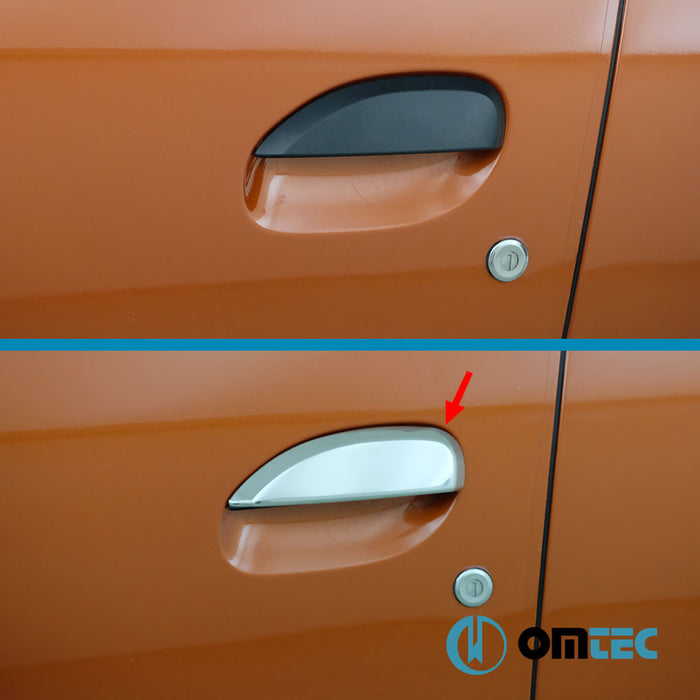 Poignée de porte - Caches chromés en inox (Brillant) 4 Portes 4 Pcs. - Dacia Sandero - HB 5D B52 - (2012 - 2020)