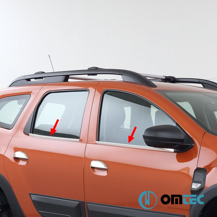 Contours de vitre latèrale - Baguettes chromées en inox - 4 pièces (Brossé) - Dacia Duster - SUV HM - (2018 - 2024)
