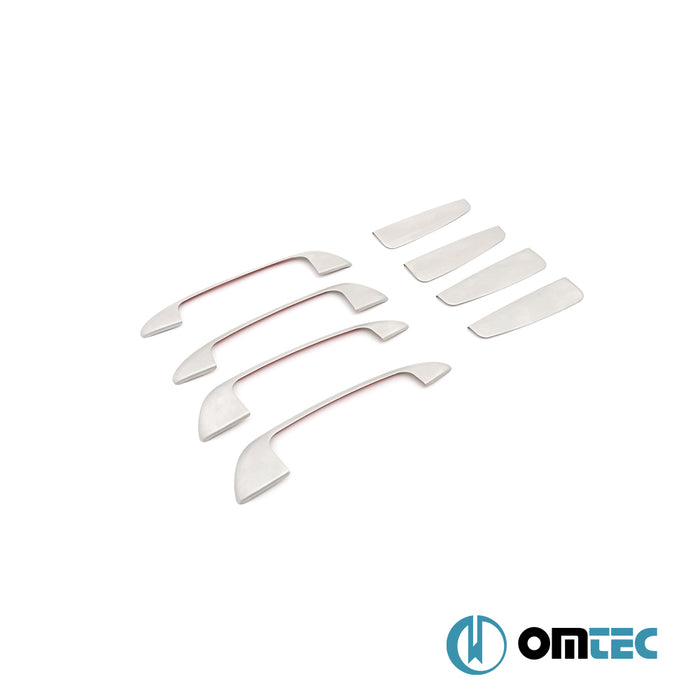 Poignée de Porte - 4 Portes -  Caches chromés en inox avec contour - 8 Pcs - Matt - Fiat Linea - SD 323  - (2007-2018)