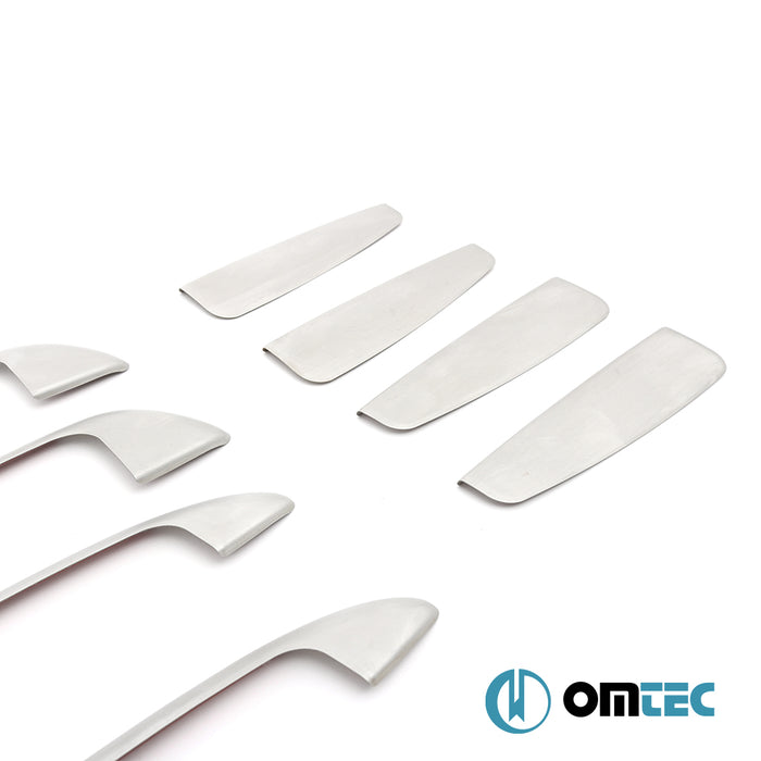 Poignée de Porte - 4 Portes -  Caches chromés en inox avec contour - 8 Pcs - Matt - Fiat Linea - SD 323  - (2007-2018)