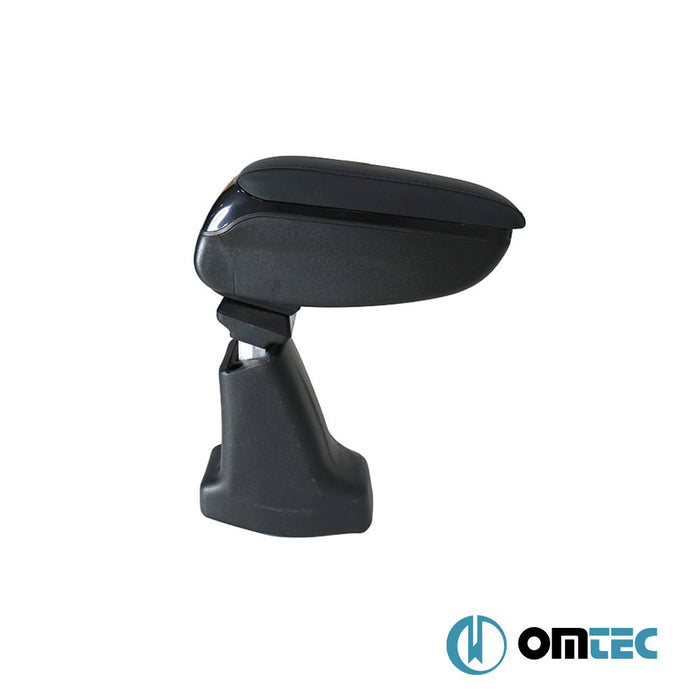 Armrest Box V2 (Leatherette+Sliding+ABS Adapter) Black - Fiat 500 - HB 3D 312 PRE-FL - (2007 - 2015)