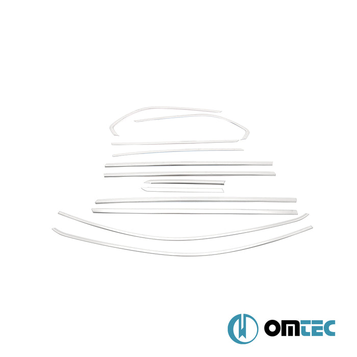 Contours de vitre latèrale - Baguettes chromées en inox - 12 pièces (effet brossé) - Fiat Egea - SW 356  - (2015-)