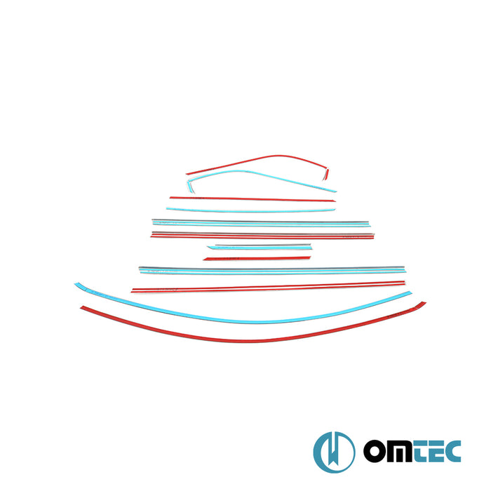 Contours de vitre latèrale - Baguettes chromées en inox - 12 pièces (effet brossé) - Fiat Egea - SW 356  - (2015-)