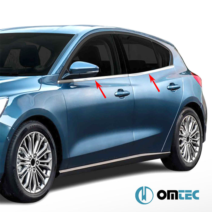 Contours de vitre latèrale - Baguettes chromées en inox (Brillant) - 4 pièces - Ford Focus - SD IV  - (2018-)