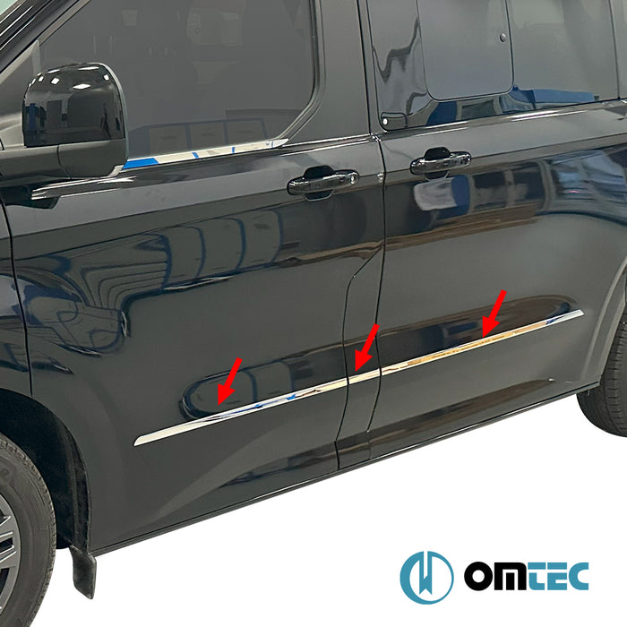 Side Door Streamer 5 Pcs. S.Steel (Gloss)  - Ford Tourneo Custom - VAN V710  - (2023-)