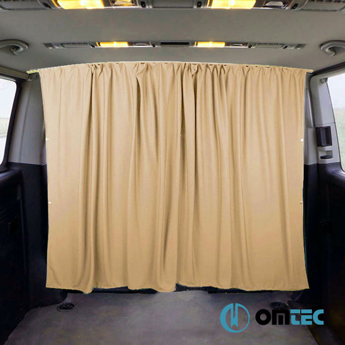 Railed Curtain (Beige - Double Layer)  Cab Divider - Ford Tourneo Custom - VAN V710  - (2023-)