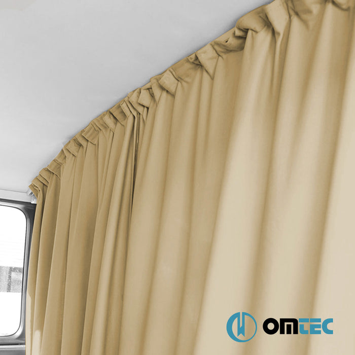Railed Curtain (Beige - Double Layer)  Cab Divider - Ford Tourneo Custom - VAN V710  - (2023-)