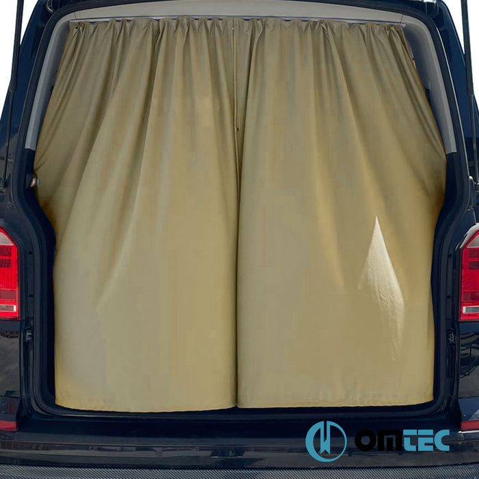 Railed Curtain (Beige - Double Layer)  Cab Divider - Ford Tourneo Custom - VAN V710  - (2023-)