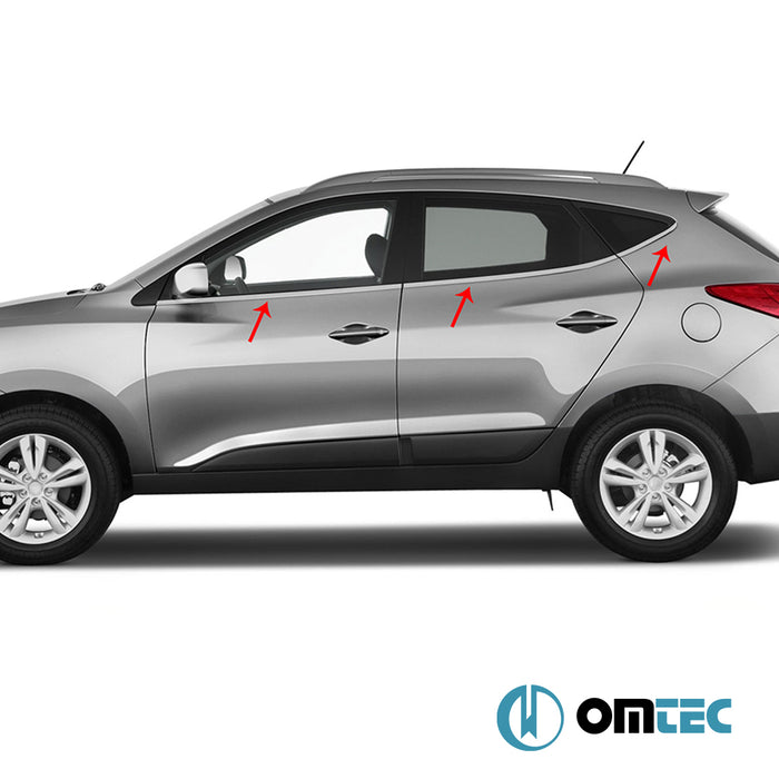 Contours de vitre latèrale - Baguettes chromées en inox- 6 pièces - Hyundai İx35 - SUV LM  - (2010-2015)