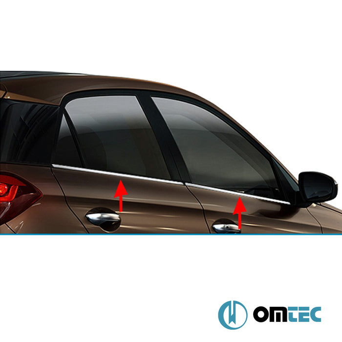 Contours de vitre latèrale - Baguettes chromées en inox- 6 pièces - Hyundai İ20 - HB 5D GB  - (2014-2020)