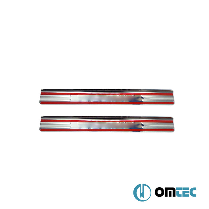 Seuil de porte : Baguettes chromées en inox- 2 pièces - Opel Corsa - HB 5D S07  - (2006-2015)