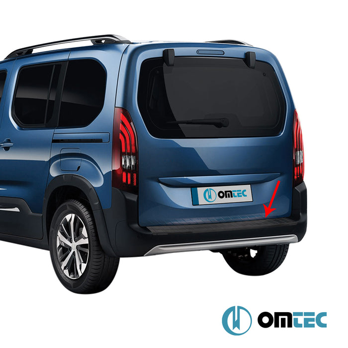 Protection pour pare-chocs arrière compatible avec Peugeot Rifter | Depuis 2018 | En acier inoxydable chromé pour la protection du bord du coffre de chargement Protection pour pare-chocs arrière compatible avec Peugeot Rifter | Depuis 2018 | En acier inoxydable chromé pour la protection du bord du coffre de chargement