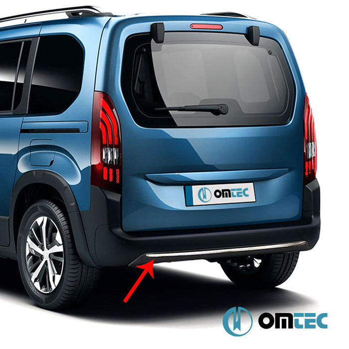 Pare chocs arrière: Diffuseur - Baguette chromée en inox (Brillant)  - Opel Combo - MVN V  - (2019-)