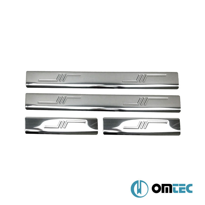 Seuil de porte - Line Baguettes chromées en inox (Brillant) - 4 pièces - Volkswagen Bora - SD 1J - (1999 - 2006)