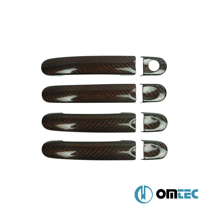 Door Handle Cover 4 Door 8 Pcs. (H2) (Red-Carbon) - Volkswagen T6 Caravelle - VAN T6  - (2015-2024)