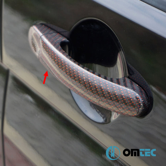 Door Handle Cover 4 Door 8 Pcs. (H2) (Red-Carbon) - Volkswagen T6 Multivan - VAN T6  - (2015-2022)