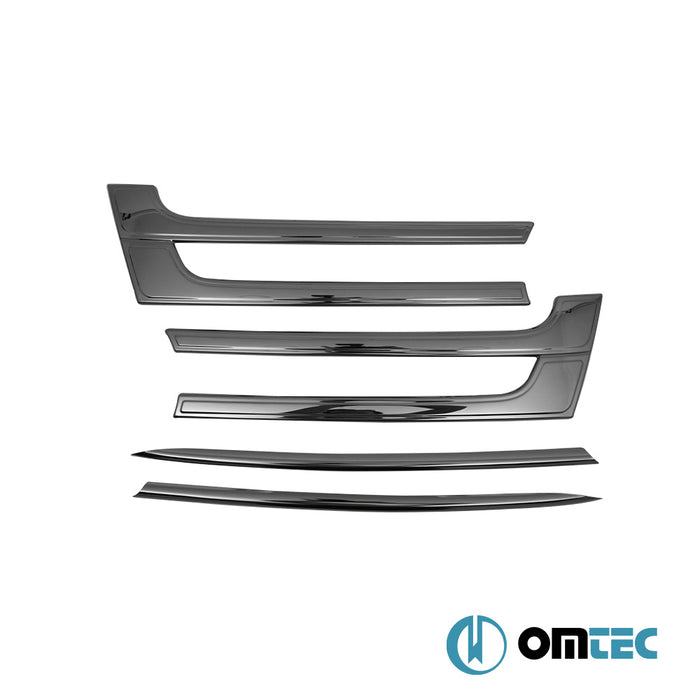 Grille de calandre - Baguettes chromées en inox - 4 pièces ( Chrome Noir ) - Volkswagen T5 Caravelle - VAN T5 FL - (2010 - 2015)