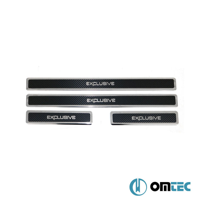 Universal Exclusive Door Sills 4 Pcs.S.Steel (Gloss) (500-220mm-Carbon Foiled) - Land Rover Freelander - SUV L359 - (2006 - 2014)