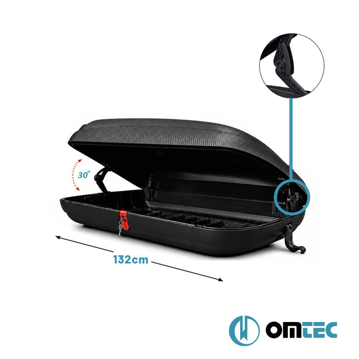 Omtec Roof Box for Car Roof Rack – 320 L – Black – Universal