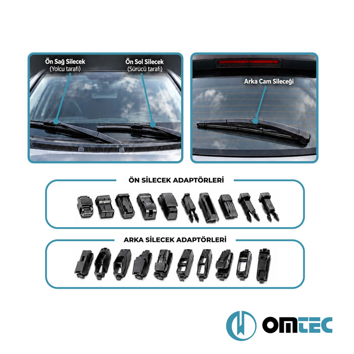 Mitsubishi Montero - SUV V60 - (1999 - 2006) - Ön Arka Silecek Takımı 3'lü Muz Tipi - 50 cm + 50 cm / 40 cm