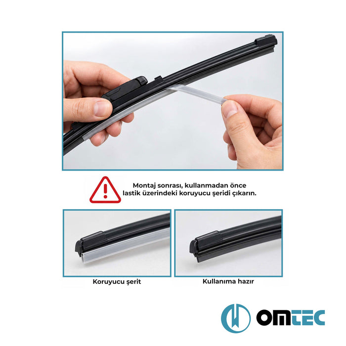 Peugeot Partner - MVN B9 - (2008 - 2018) - Ön Arka Silecek Takımı 3'lü Muz Tipi - 65 cm + 40 cm / 35 cm