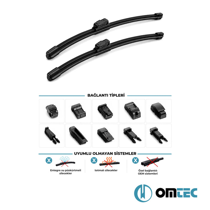 Mitsubishi Mirage - HB A00/LA - (2012 - ) - Ön Silecek Takımı 2'li Muz Tipi - 60 cm + 40 cm