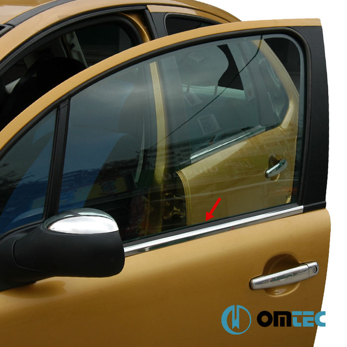 Contours de vitre latèrale - Baguettes chromées en inox (Brillant) - 4 pièces - Citroën C3 - HB 5D FC - (2002 - 2009)