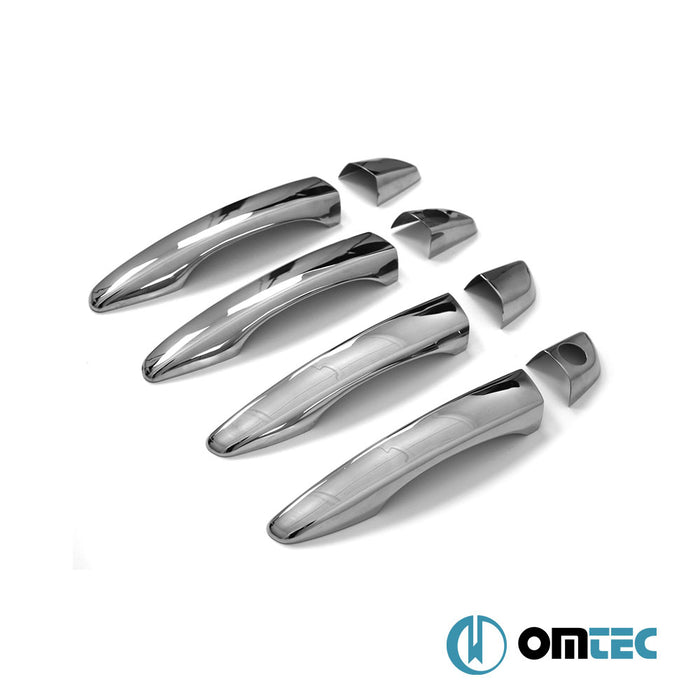 Door Handle Cover 4 Door 8 Pcs. (H2) S.Steel (Gloss) (RHD) - Opel Combo - MVN V - (2019 - )