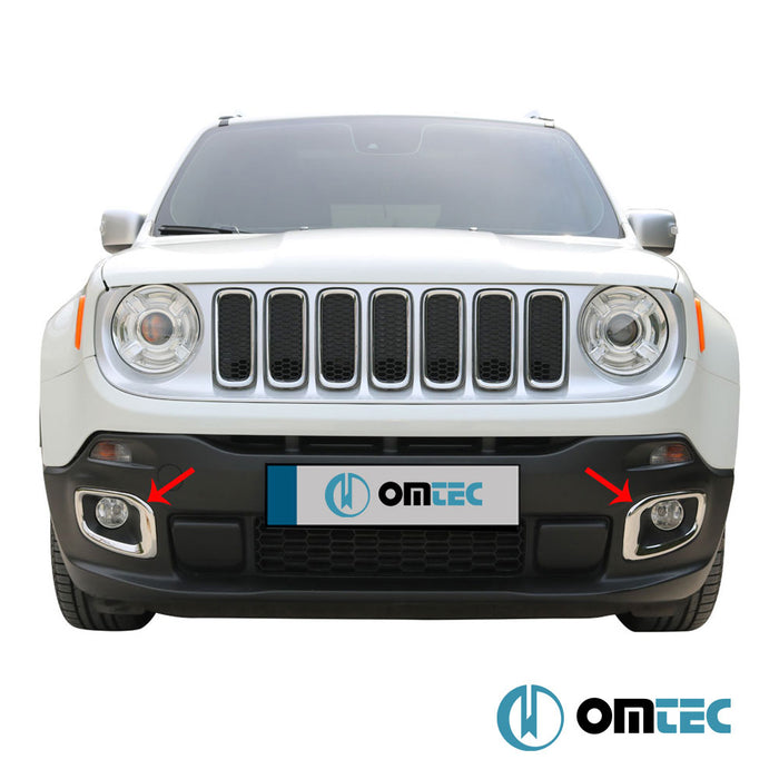 Feu anti brouillard - Contours chromé en inox (Brillant) - 2 pièces - Jeep Renegade - SUV BU PRE-FL - (2015 - 2019)