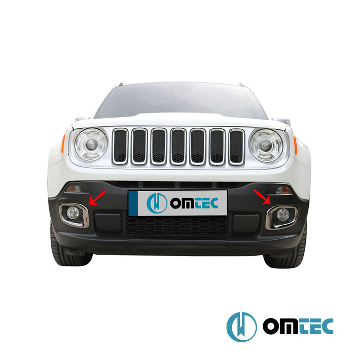 Feu anti brouillard - Contours chromé en inox - 2 pièces ( Chrome Noir ) - Jeep Renegade - SUV BU PRE-FL - (2015 - 2019)