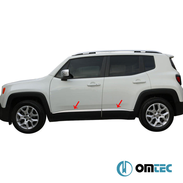 Porte latérale - Baguettes chromées en inox (Brossé ) - 4 pièces - Jeep Renegade - SUV BU - (2015 - )