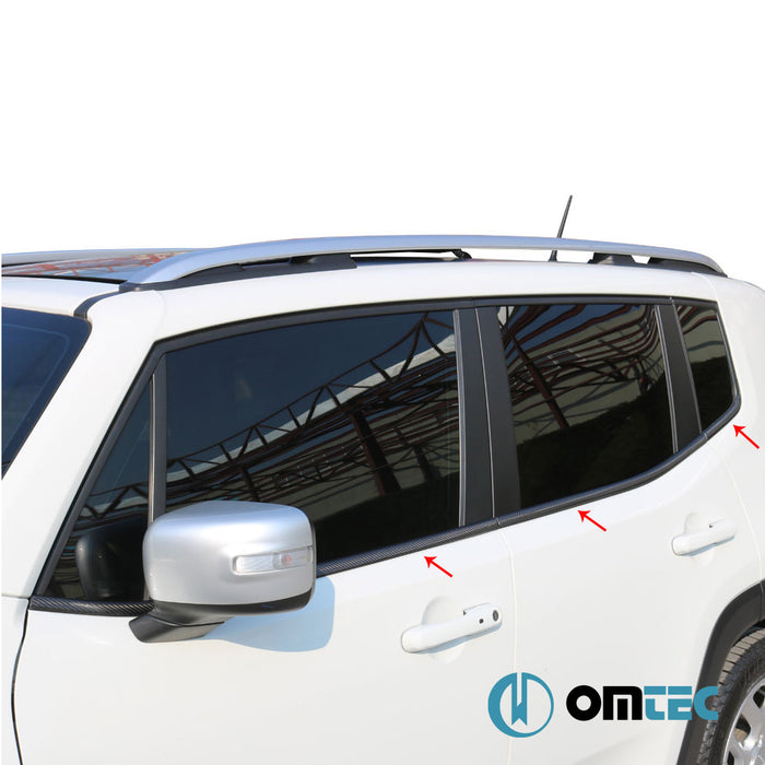 Contours de vitre latèrale - Baguettes en fibre de Carbone - 6 pièces - Jeep Renegade - SUV BU - (2015 - )