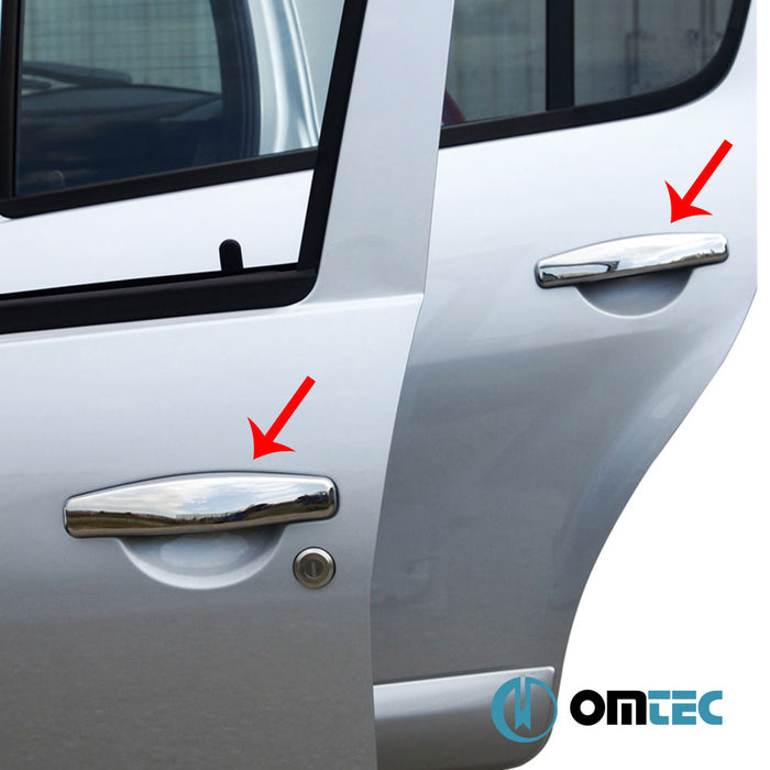 Door Handle Cover 4 Door 4 Pcs. S.Steel (Gloss) - Dacia Sandero - HB 5D B90 - (2008 - 2012)