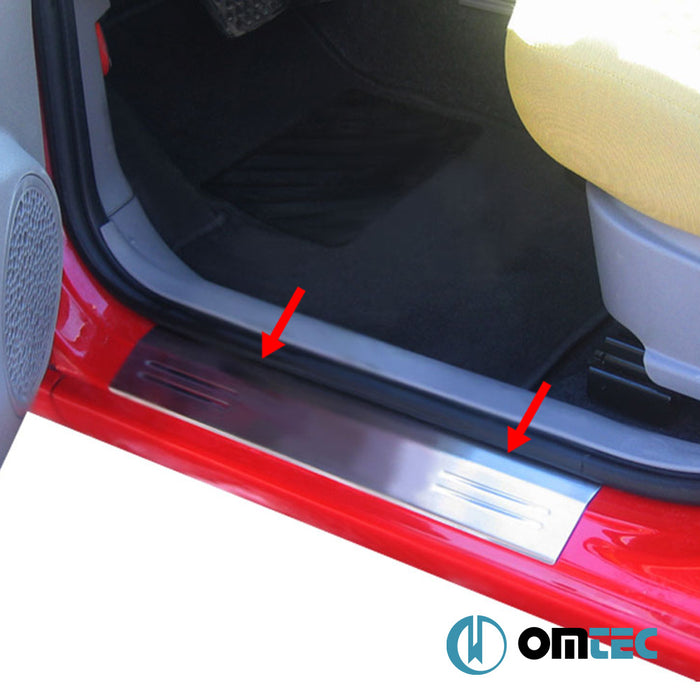 Line Door Sill Cover 2 Pcs. S.Steel (Gloss) - Fiat Panda - HB 5D 169 - (2003 - 2012)