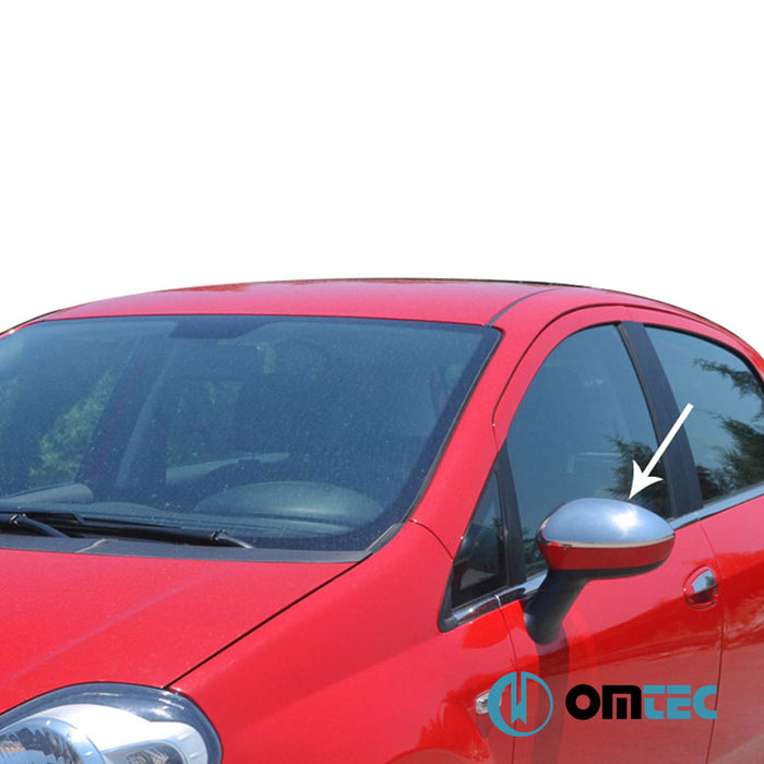 Mirror Cover 2 Pcs. S.Steel (Gloss) - Fiat Grande Punto - HB 3D 199 - (2005 - 2009)