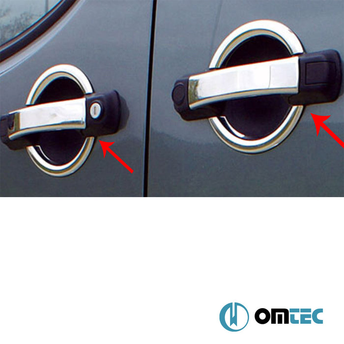 Poignée de porte - Caches chromés en inox (Brillant) 4 Portes 12 Pcs. - Fiat Doblo - MVN 223 - (2000 - 2010)