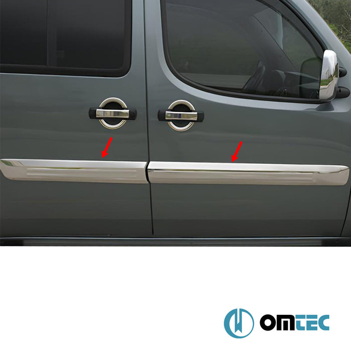 Side Door Streamer 4 Pcs. S.Steel (Gloss) - Fiat Doblo - MVN 223 FL - (2006 - 2010)