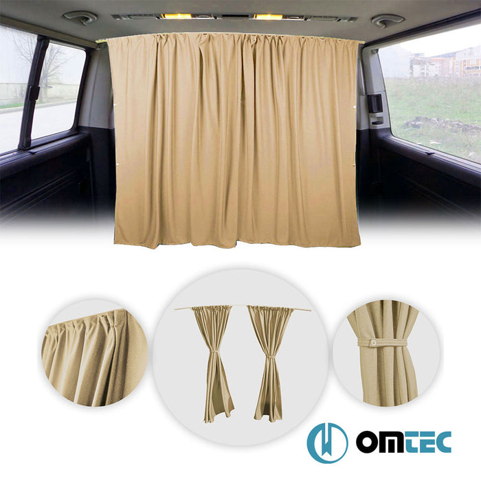 Railed Curtain (Beige - Double Layer) Cab Divider - Fiat Ducato - VAN X250 - (2006 - )