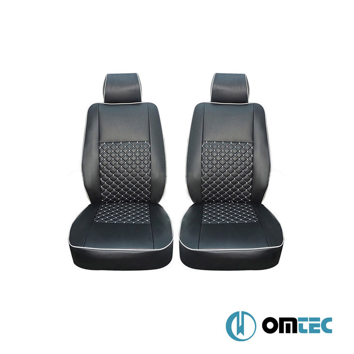 Seat Cover (Diamond-Leather-Black-White) 1 Seat - Fiat Ducato - VAN X250 - (2006 - )