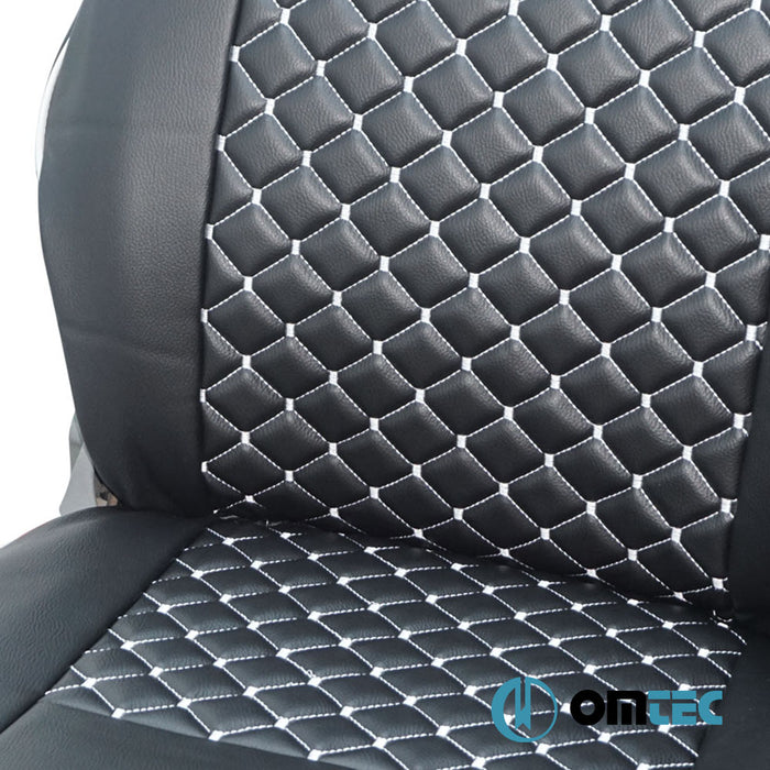 Seat Cover (Diamond-Leather-Black-White) 1 Seat - Fiat Ducato - VAN X250 - (2006 - )