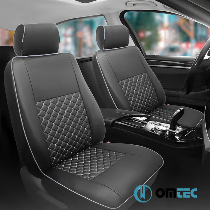 Seat Cover (Diamond-Leather-Black-White) 1 Seat - Citroën Jumper - VAN X250 - (2006 - )