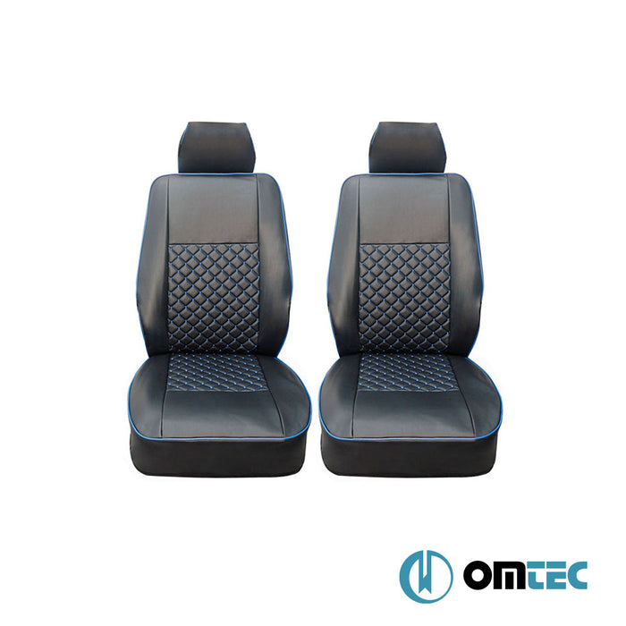 Seat Cover (Diamond-Leather-Black-Blue) 1 Seat - Fiat Ducato - VAN X250 - (2006 - )