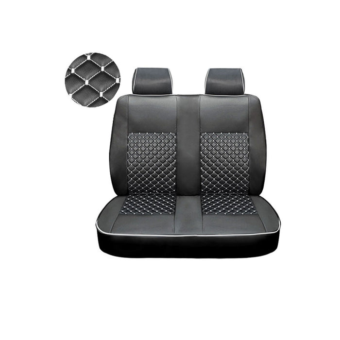 Seat Cover (Diamond-Leather-Black-White) Double Seat - Citroën Jumper - VAN X250 - (2006 - )