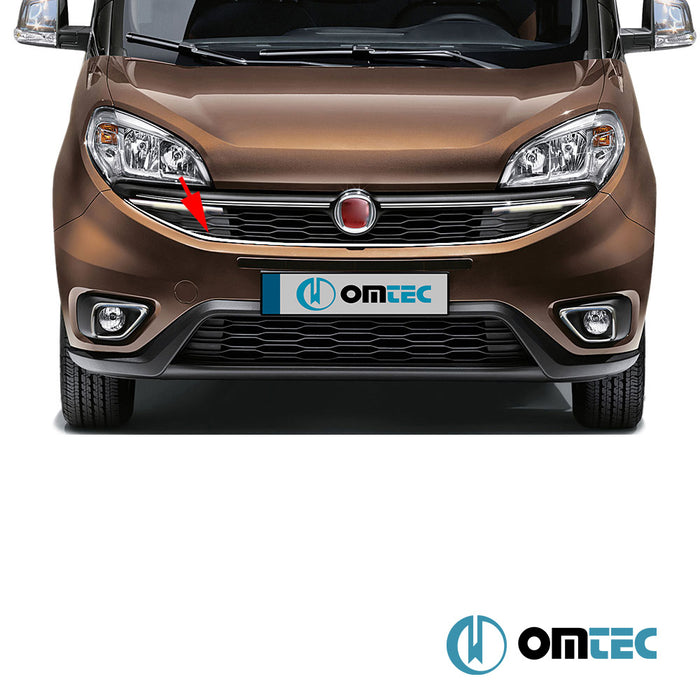 Grille de calandre - Baguettes chromées en forme de U en inox (Brillant) - 1 pièces - Fiat Doblo - MVN 263 FL - (2014 - 2021)