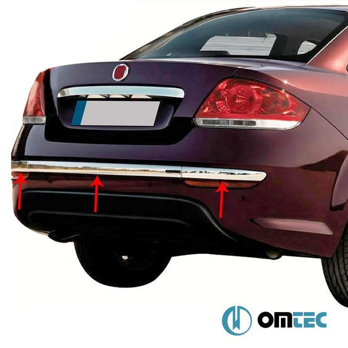 Rear Bumper Streamer 3 Pcs. S.Steel (Gloss) - Fiat Linea - SD 323 FL - (2012 - 2018)