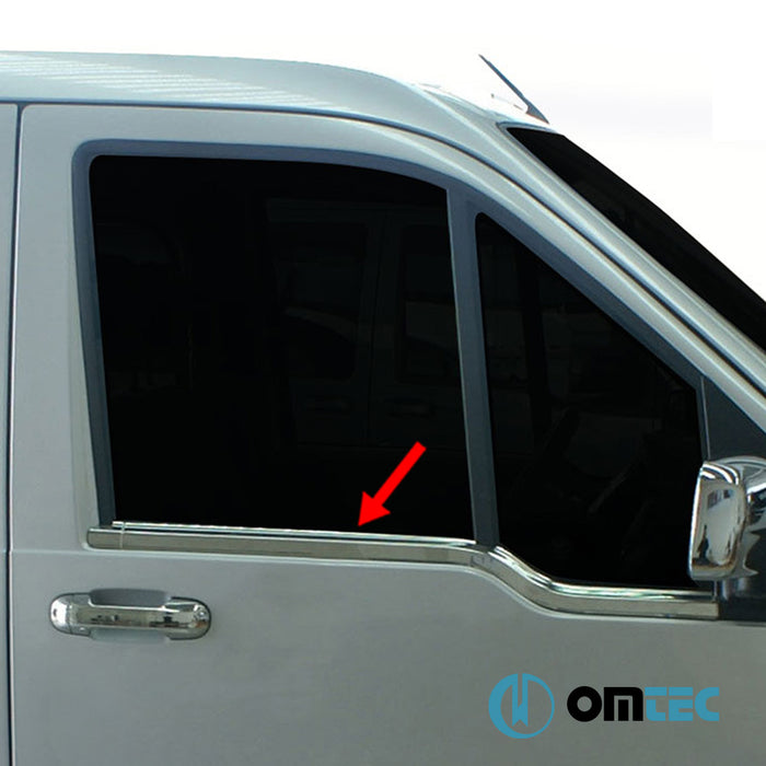 Window Trim Cover 2 Pcs. S.Steel (Gloss) - Ford Transit Connect - MVN P65 - (2002 - 2014)