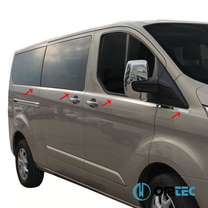 Cam Alt Çıtası 8 Prç. P.Çelik (Parlak) (L2.) - Ford Tourneo Custom - VAN V362 - (2013 - 2023)