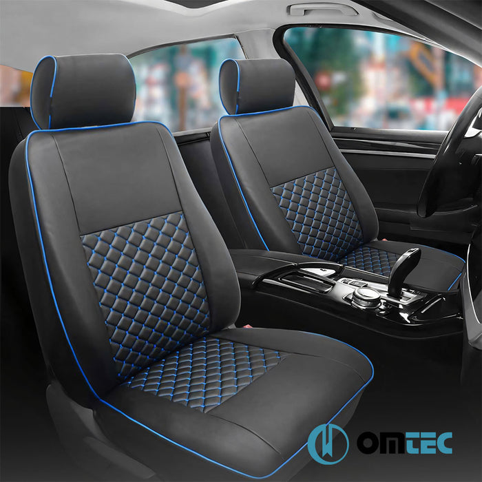 Seat Cover (Diamond-Leather-Black-Blue) 1 Seat - Ford Tourneo Custom - VAN V362 - (2013 - 2023)