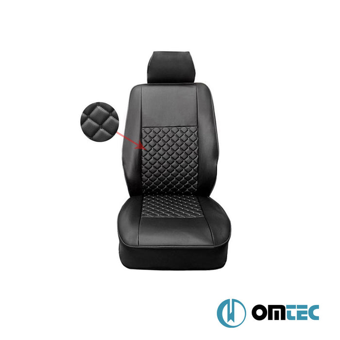 Seat Cover (Diamond-Leather-Black-Black) 1 Seat - Ford Tourneo Custom - VAN V362 - (2013 - 2023)